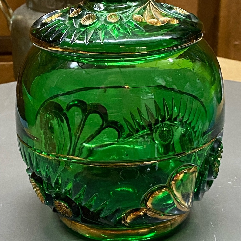 Emerald Green Decorative Glass Jar